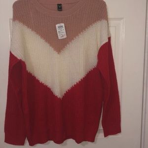 OVERSIZED CHEVRON COLOR-BLOCK SWEATER